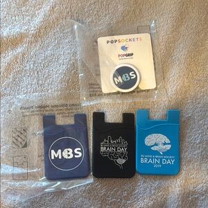PopSockets PopGrip and Card Holders Set - Black and Blue